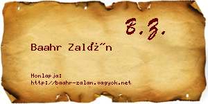 Baahr Zalán névjegykártya